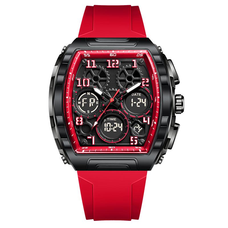 

Digital Watch Men Top Brand Luxury LED Backlight Dual Time Waterproof Watch Men Outdoor Sports Men s Quartz Wristwatch красный
