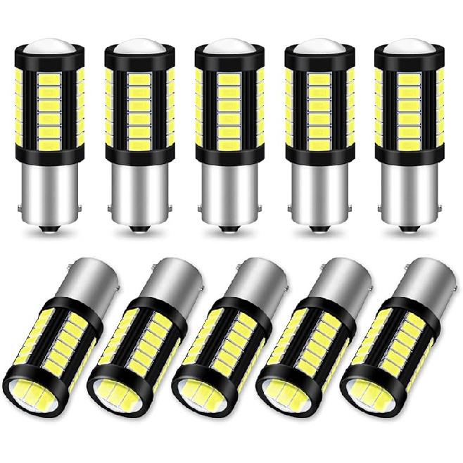 Qoope 1157 LED Bulb White 2357 2057 BAY15D 7528 LED Bulbs Replacement For Brake Tail Backup Reverse Lights, Turn Signal Bulb, RV Camper Trailer 5Th