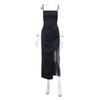 X suspender sexy split satin dress dress, European and American new Spice Girl long dress women