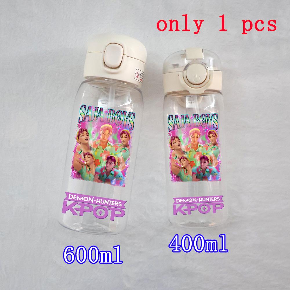 400ML-600ML Animated Movie K-Pop: Demon Hunters HUNTR/X Plastic Large Capacity Water Cup Bottle Gourde Drinking Bottle Gifts
