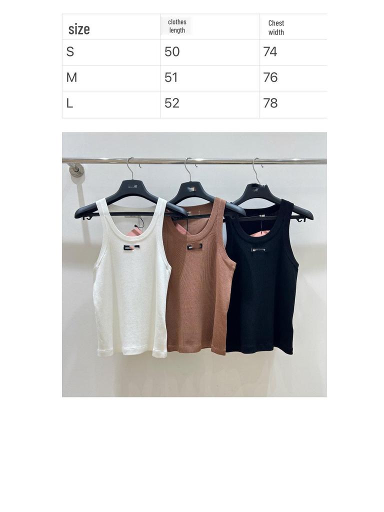 25MM Jacquard Rundhals Geripptes Stretch Ärmelloses Schlankmachendes Stricktop