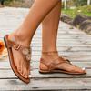Women's Floral Toe Thong Sandals with Adjustable Back Strap Buckle Flat Sole Casual Summer Footwear