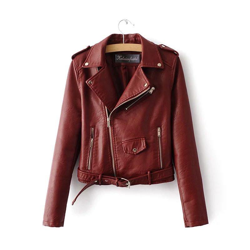 

Модна тонка шкіряна жіноча коротка куртка Pu Jacket Мотоциклетна куртка для жінок M