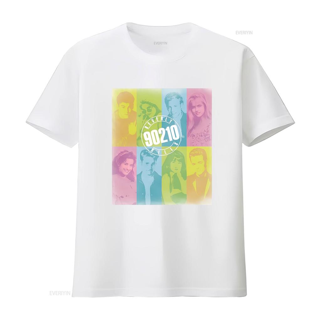 Beverly Hills 90210 Cast Color Block T Shirt for Retro TV Show Fans White vintage Washed Soft Breathable Slightly graphic
