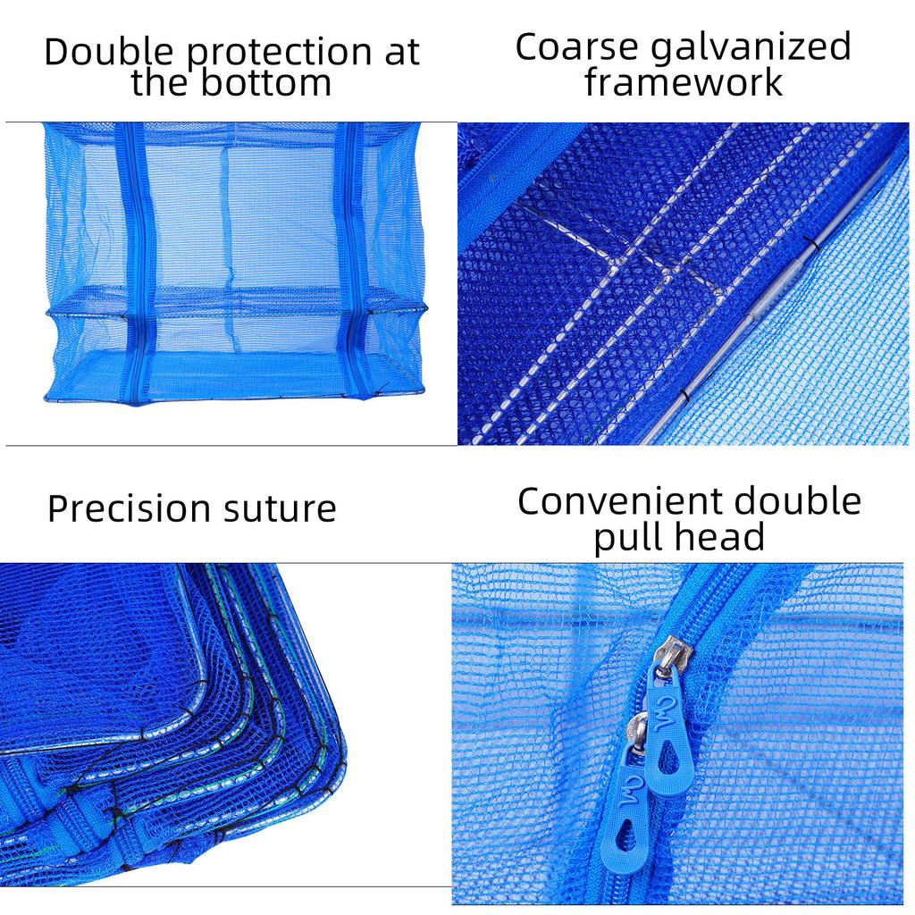 Hanging Foldable Fish Drying Mesh 3 Layers Vegetable Fish Drying Rack Zipper Storage Bag With Lanyard