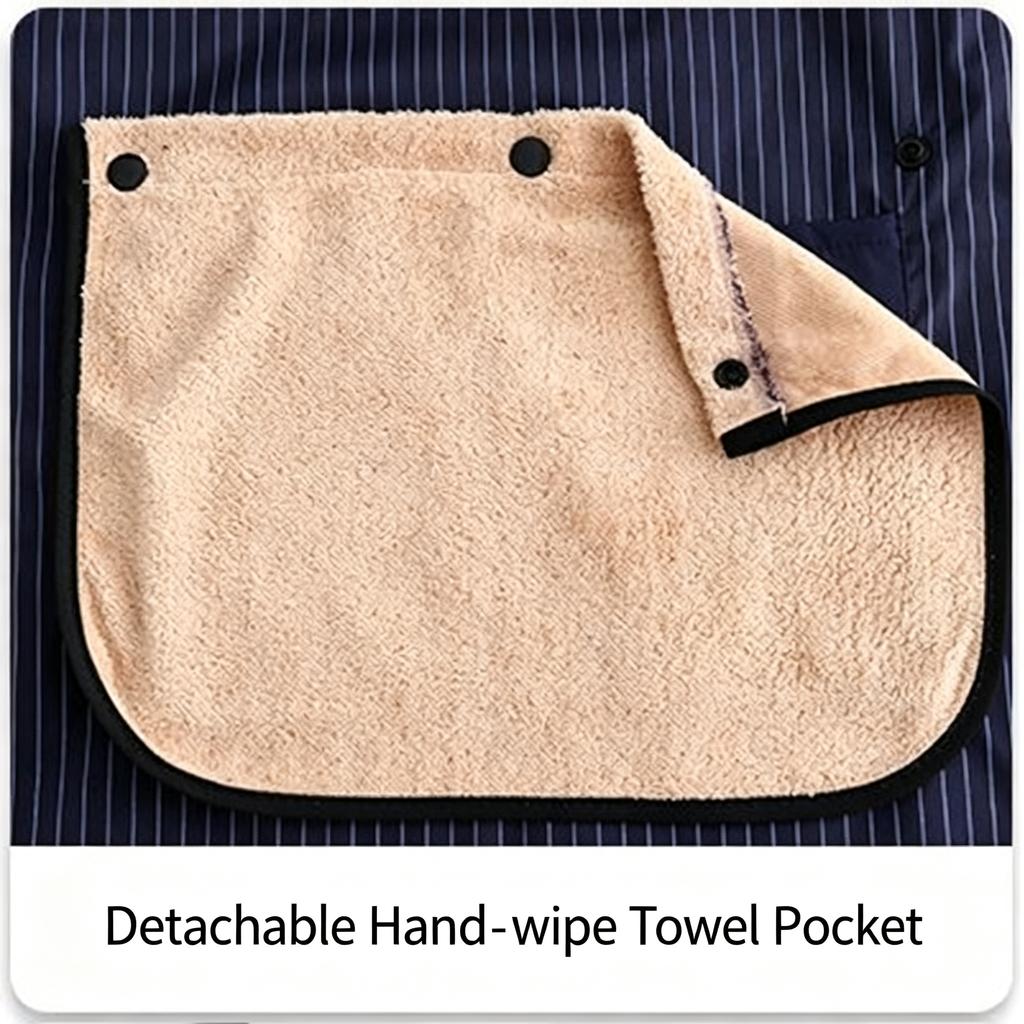Waterproof Canvas Apron With Detachable Hand‑Wiping Towel, Striped Cross‑Back Cooking Apron for Kitchen Catering Work