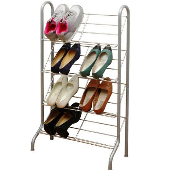 

Shoe Rack Width 54 x Depth 24 x Height 96cm 4 Tiers Slim 8 Pairs with Adjuster Silver [Yamazen] SR-544(SG)