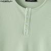 INCERUN Summer Men Short Sleeve Casual Loose Texture Henley T-shirts Tops