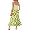 Women's Long Beach Casual Elegant Spaghetti Strap Maxi Dress Plaid Print Low-key Flowing Bohemian Dress