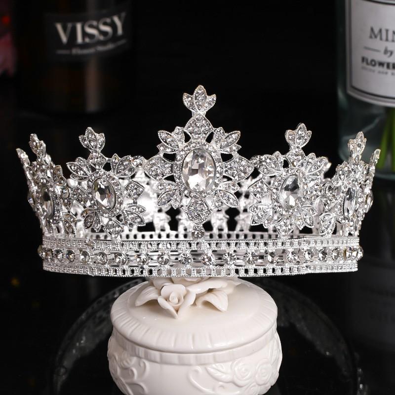 Akcesoria ślubne Pełne koło europejskich i amerykańskich kryształów Duża korona Tiara z kryształów Urodziny Bankiet Ślub Nakrycia głowy
