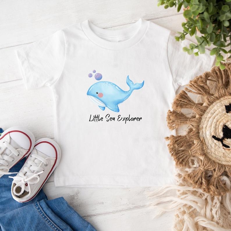 Bubble Whale Little Sea Explorer Kids T-shirt: Ocean Theme Design, Baby & Toddler Fashion, Fun Kids Shirt, Kids Summer Tee, Sea Adventure 100