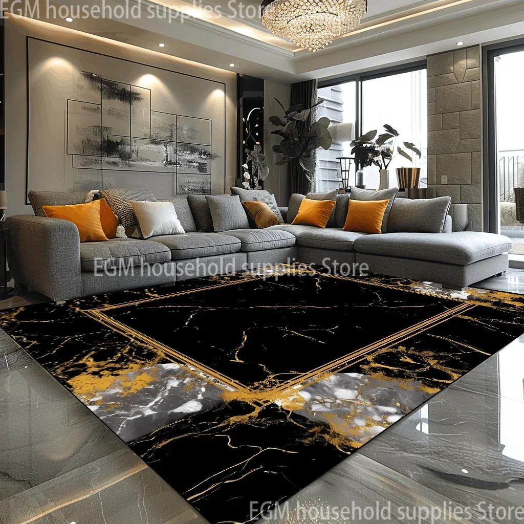 

Роскошные большие ковры в европейском стиле для гостиной, черно-золотой ковер для гостиной, дивана, нескользящий, легко чистящийся, коврик для журнальных столиков 200X300 60x90cm door mat