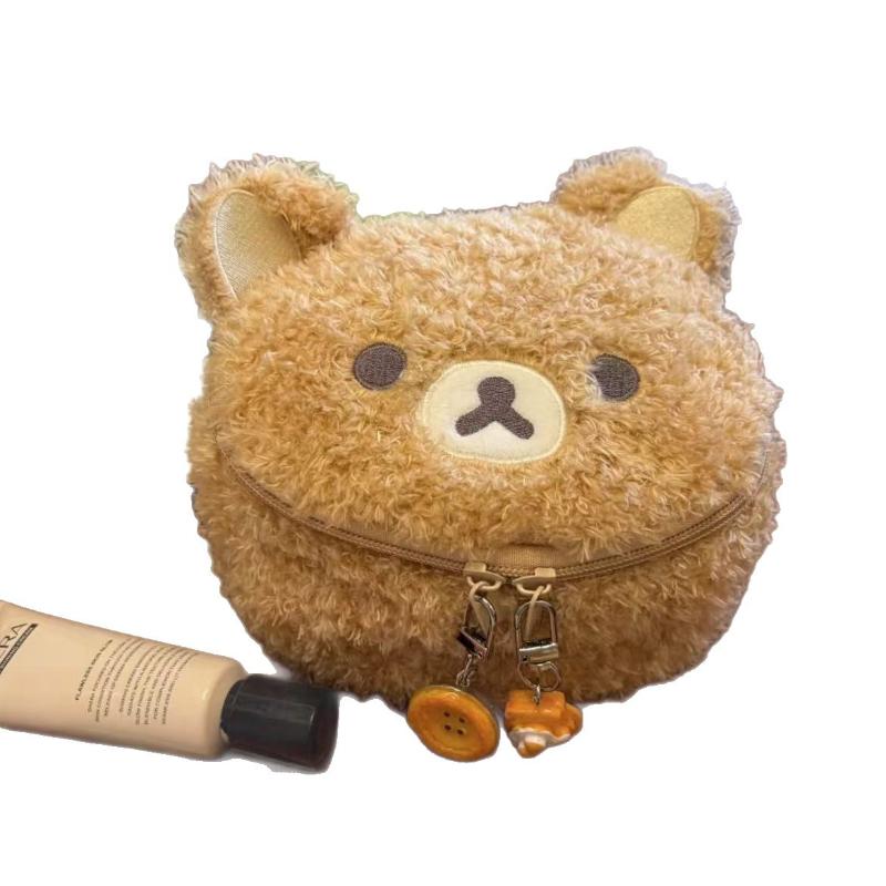 Portable Plushes Makeup Case Cartoon Bear Cosmetic Bag Women Jewelry Storage Pouch Large Capacity Travel Organizer Pouch