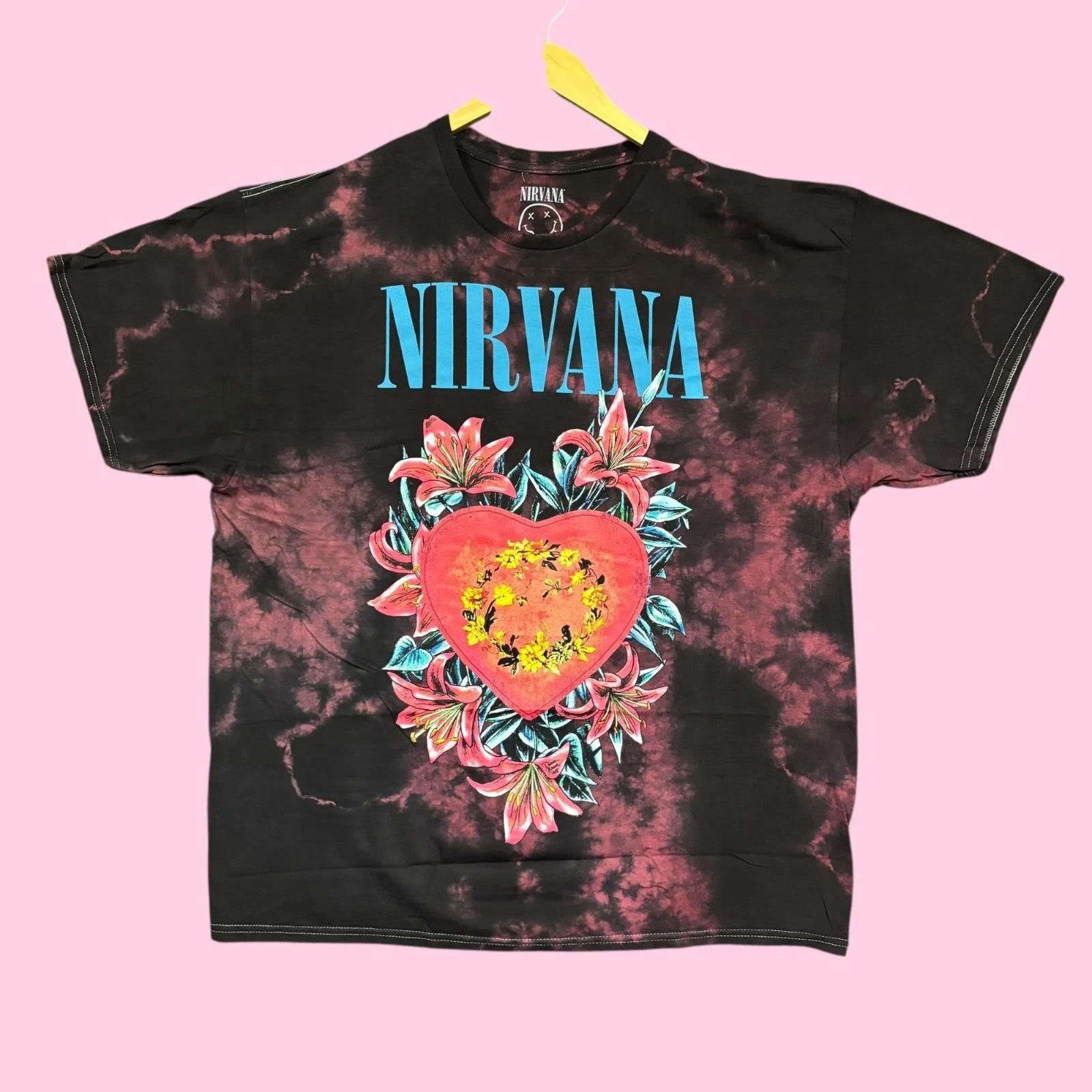 Nirvana Коробка в форме сердца Гранж-группа Футболка Тай-дай 2XL 3XL