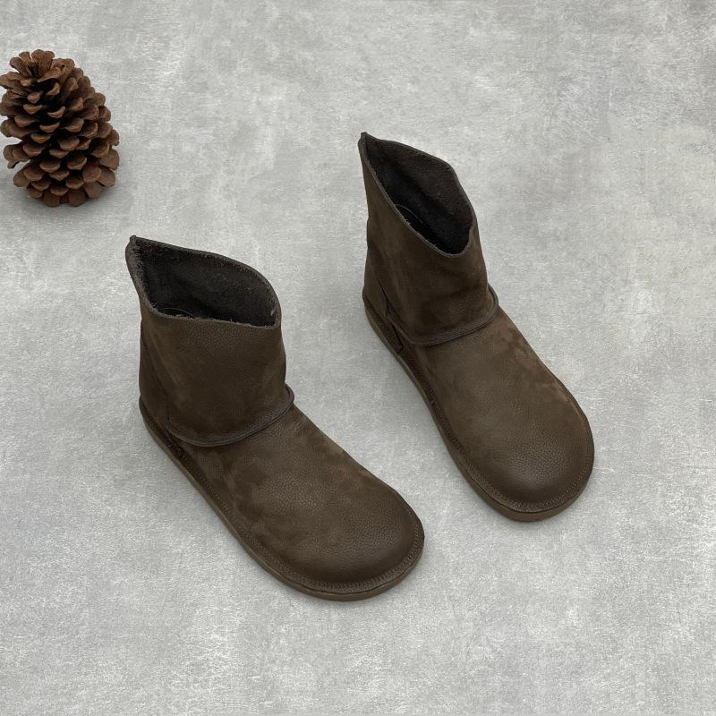 

Обувь нового стиля: Ретро ботинки, ботильоны с круглым носком, простые и повседневные женские сапоги до середины икры 40 кофейный/серый