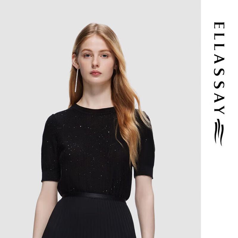 ELLASSAY Women's Lyocell Short Sleeve Knit Top