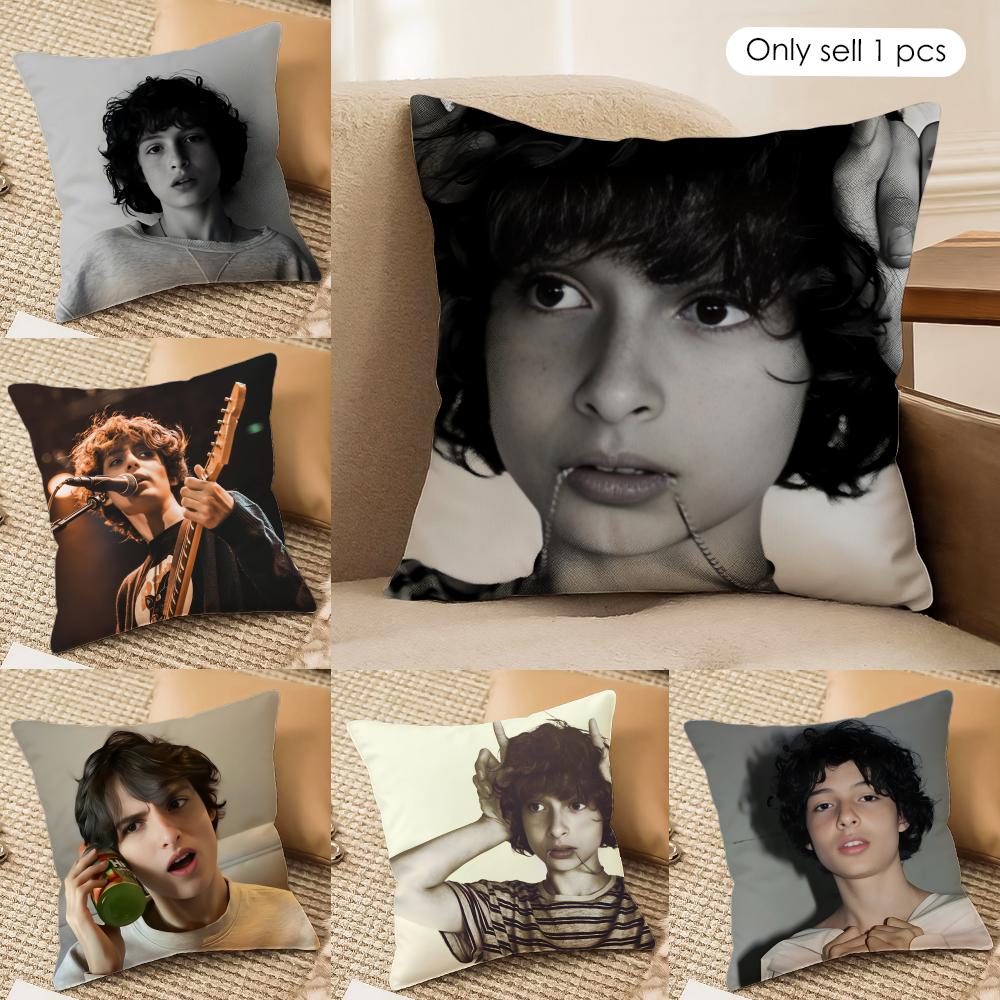 Actor FFinn WWolfhard Cushion Cover Silky Short Plush Invisible Zipper Dustproof Sofa Pillow Case for Home Decor