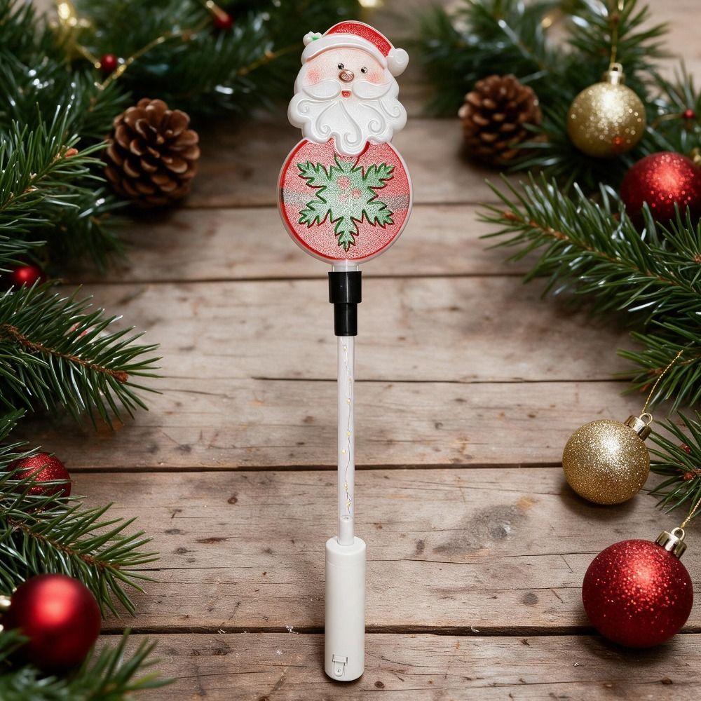 Warm Light Christmas Glowing Stick Handheld Santa Claus Flash Wand Handheld Luminous Toy Outdoor