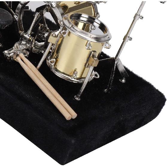 Tissting Mini Drum Model, Miniature Musical Instrument Drum Set Simulate Musical Instrument Ornament for Home Room Decor Collection Gifts Tabletop