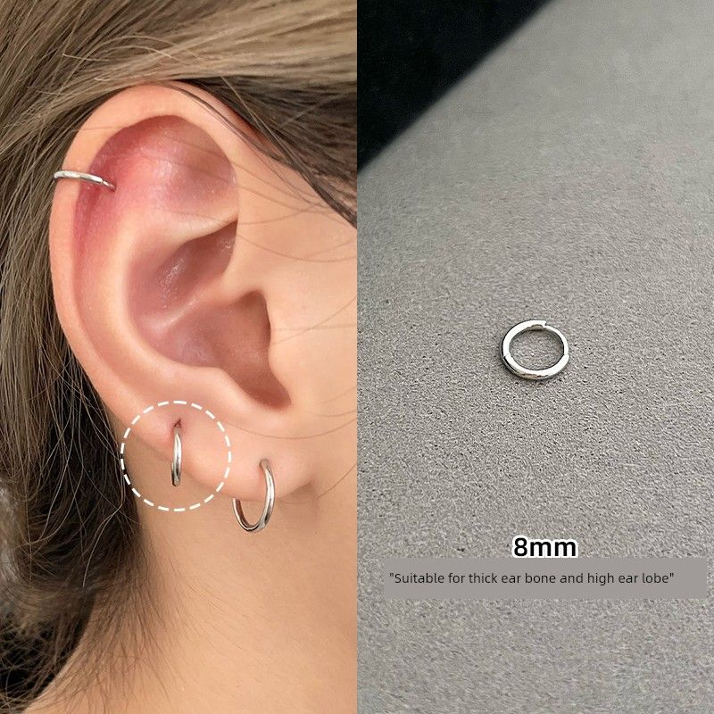 

Ringring Store Ear Bone Stud Earring Ear Clip Double Ear Piercings Earrings Titanium Alloy Stud Earrings Ear-Caring Titanium Steel Ear Ring 8mm earring 1 titanium steel material