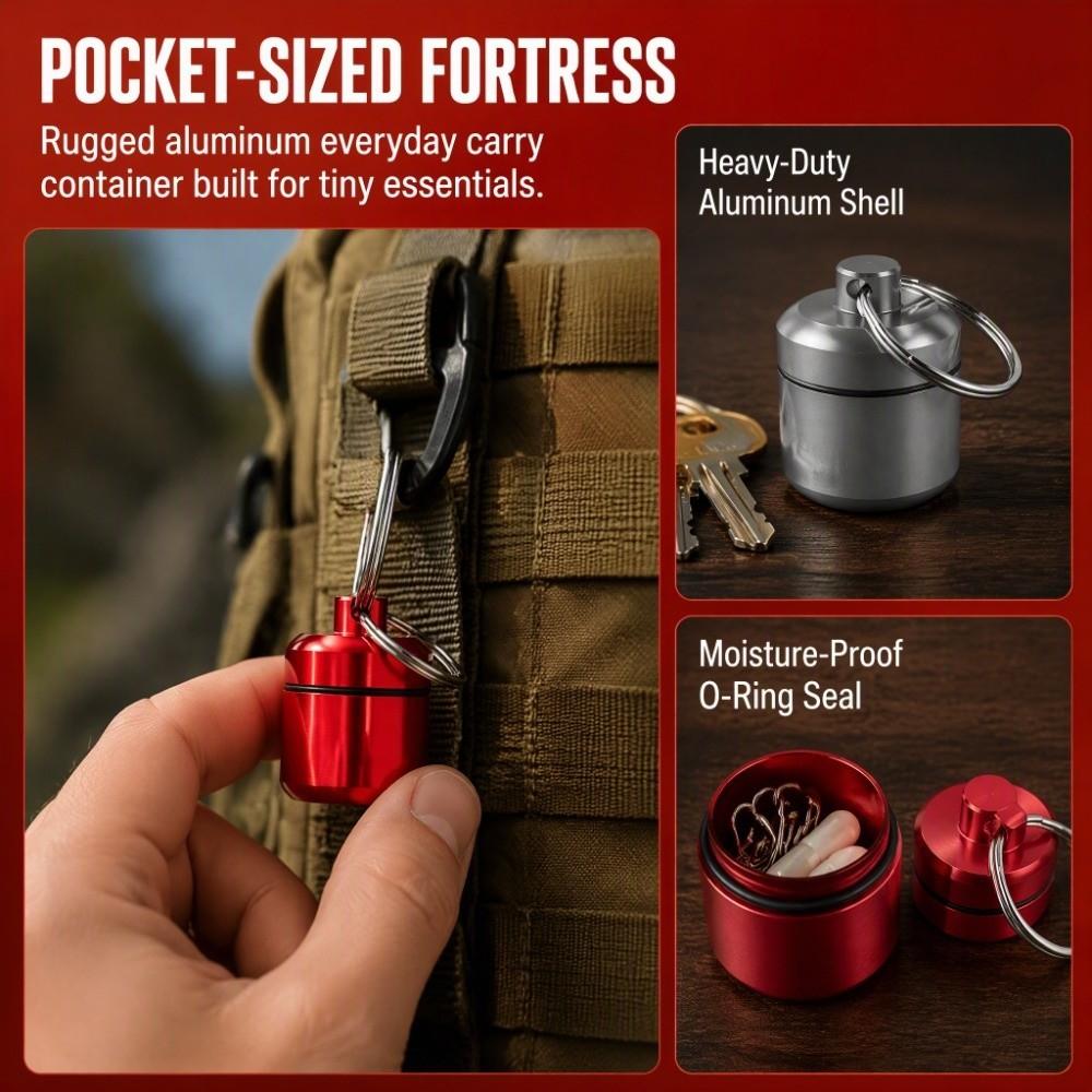 2 Pack Aluminum Alloy Pill Bottle Container Portable Small Pocket Case Mini Storage Box  Travel