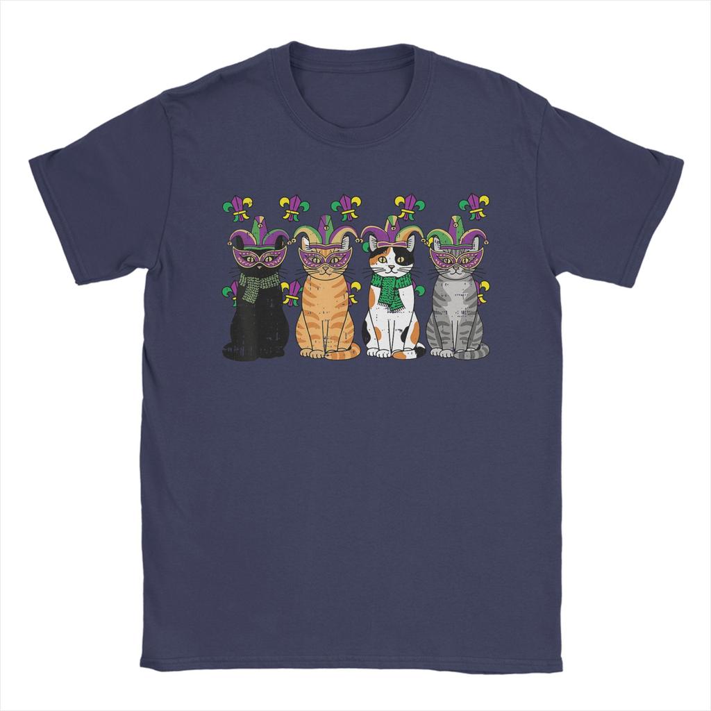 Mardi Gras Cats Fat Tuesday Carnival Kitten T Shirt Beach Harajuku T Shirts Unisex Cotton ONeck Oversized Tees Short Sleeves Tops