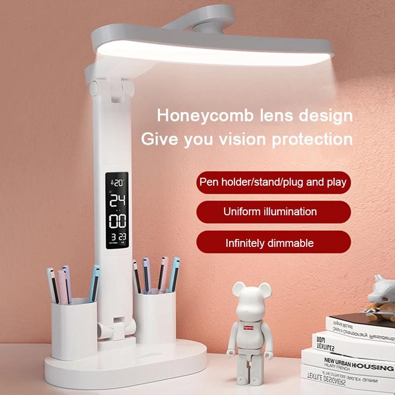 Hodiny LED Stolní lampa USB dobíjecí Stmívatelné Stolní světla Skládací Ochrana očí Stolní Pracovní stůl  Čtení  Noční světlo  Lampy