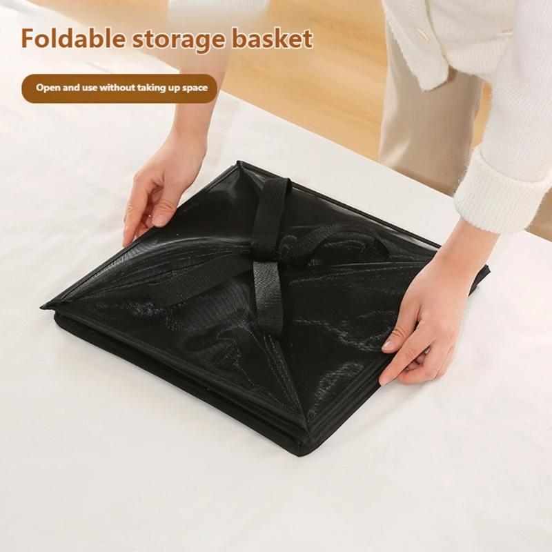 Durable Polyester Meshes Clothes Hamper Square Foldable Anti Tear Foldable Bin Laundry Hamper for Home Organization