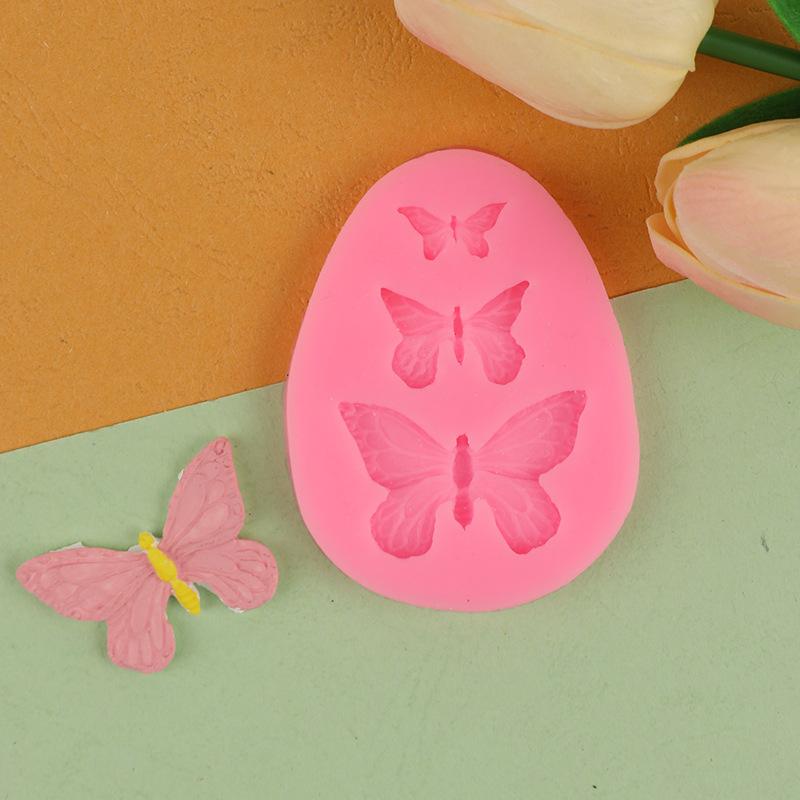 Three Butterfly Insects Flipping Sugar Silicone Mold Handmade Soap DIY Cake Decoration Chocolate Lace Baking Tool Molds