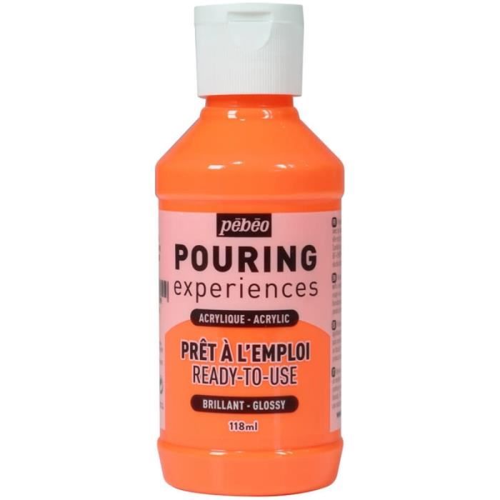 Peinture Acrylique - Pébéo - Pouring - 118 ml - Orange Fluorescent - Fluorescent