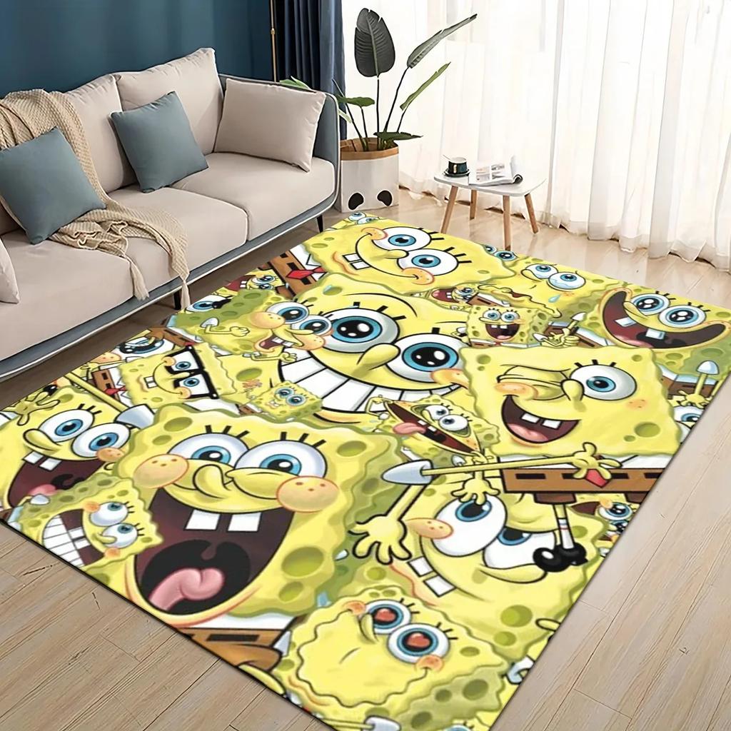 3D Cartoon S-SpongeBob Funny Area Rug,Carpet Rug for Living Room Bedroom Sofa Doormat Decoration,kids Non-slip Floor Mat