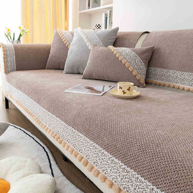Light Luxury High-End Chenille Sofa Cushion, All-Season Non-Slip Seat Cushion, Sofa Cover, Cloth Cover, Backrest Towel