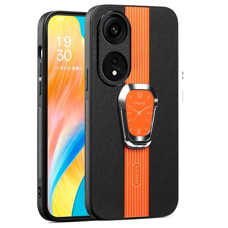 

KADEM для Oppo Reno8 T 5G/A1 Pro 5G чехол кожа + акрил + ТПУ с рисунком часов подставка для телефона