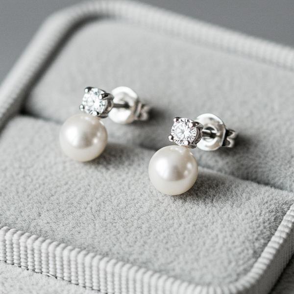 Maison De She Moissanite Earrings Lab Diamond Pearl Ensemble