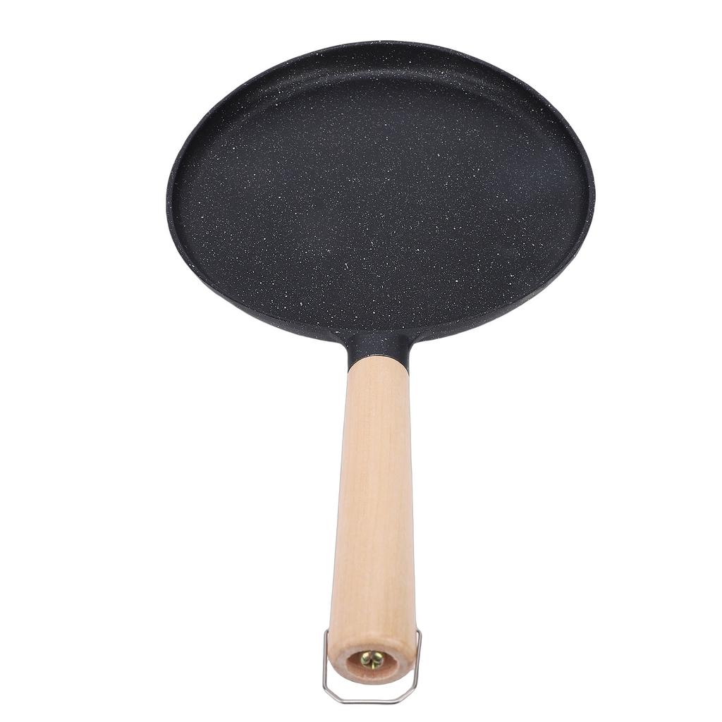 Pancake Griddle Anti Stick Coated Aluminum Alloy Flat Skillet with Wood Handle for Tortilla Roti Indian Pancake
