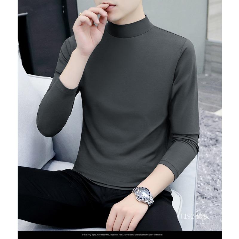 Men S Cotton Half High Neck Long Sleeve Loose Fit T Shirt