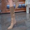 Elastic sleeve thin heel thin boots women's single boots 2025 autumn and winter zipper metal buckle with pointed high heel knight women's boots