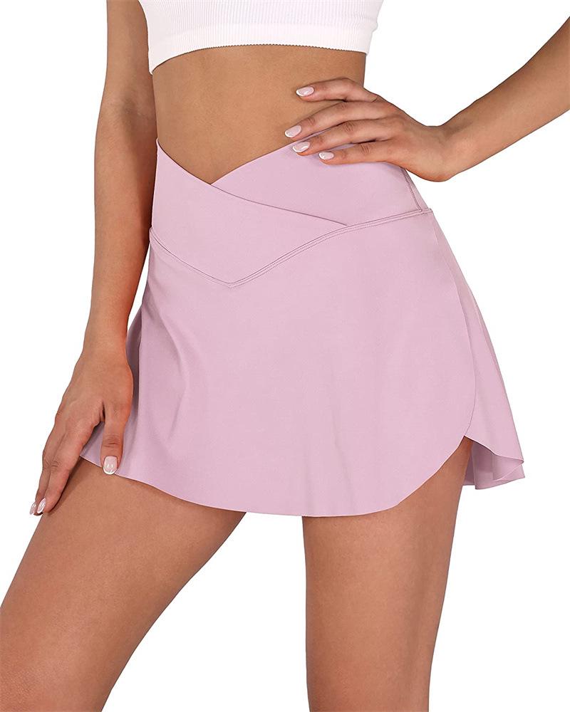Damska szybkoschnąca spódniczka tenisowa z kieszeniami - zapobiegająca ekspozycji, z materiału sharkskin XY8-12