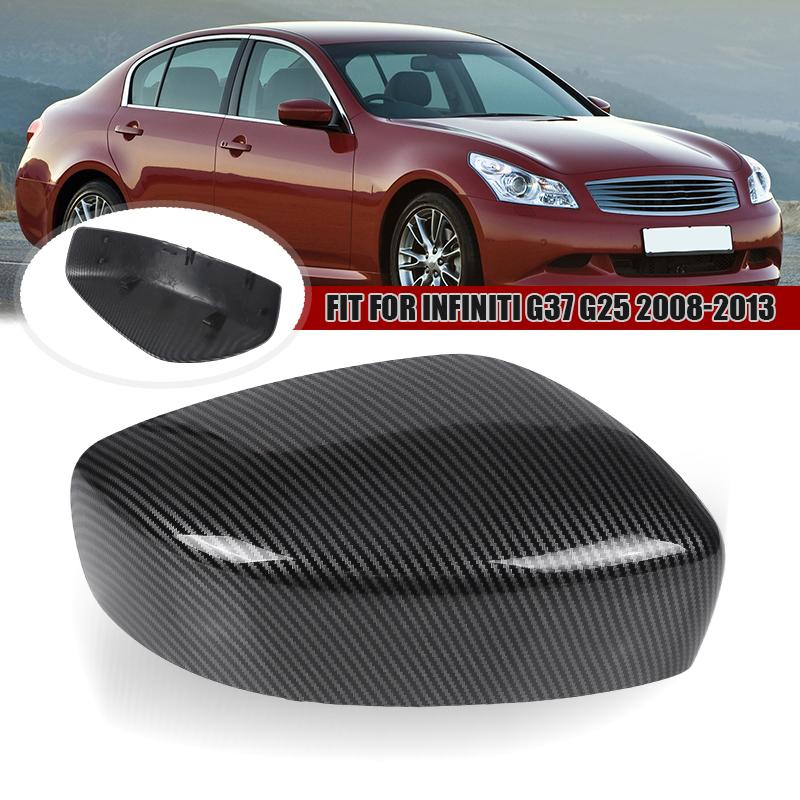 Side Wing Mirror Cover For Infiniti G37 2008-2013 G25 11-12 Q40 2015 Q60 14-15 Gloss Black /Carbon Fiber Rearview Mirror Cap