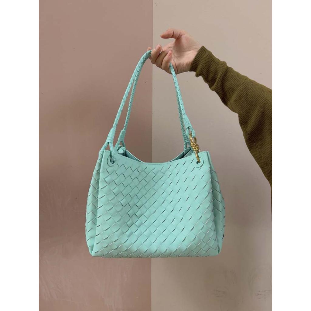 Borsa a tote in pelle a paracadute da donna intrecciata a mano a spalla a tracolla borsa cesto vegetale grande pendolare tendenza