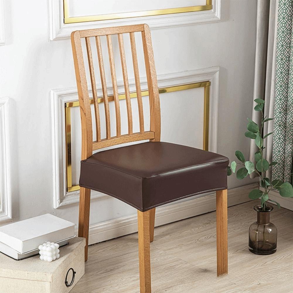 PU Leather Waterproof Seat Protectors Square Shape Elastic Chair Slipcover  Kitchen Use