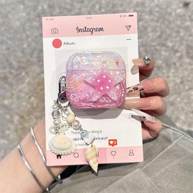 

Защитный чехол Pro2 Защитный чехол для Airpods4 Активное шумоподавление Чехол для Bluetooth-наушников Apple 3-го поколения Pro 2 Рукава для наушников Корейский Милый Веселый Apple Airpods Pro [Pink Shell Starfish] Pendant