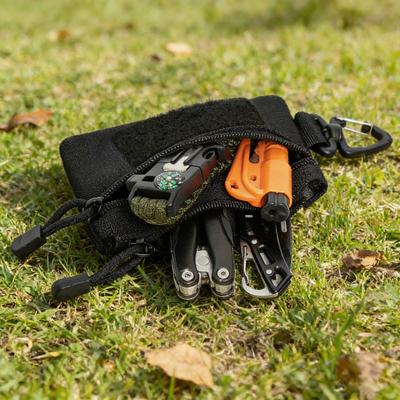 Mini Taktische Tasche Reißverschluss EDC Utility Tasche mit Karabiner Militärischer Schlüsselanhänger Tasche Geldbörse für Gürtel Rucksack Camping Wandern Jagd