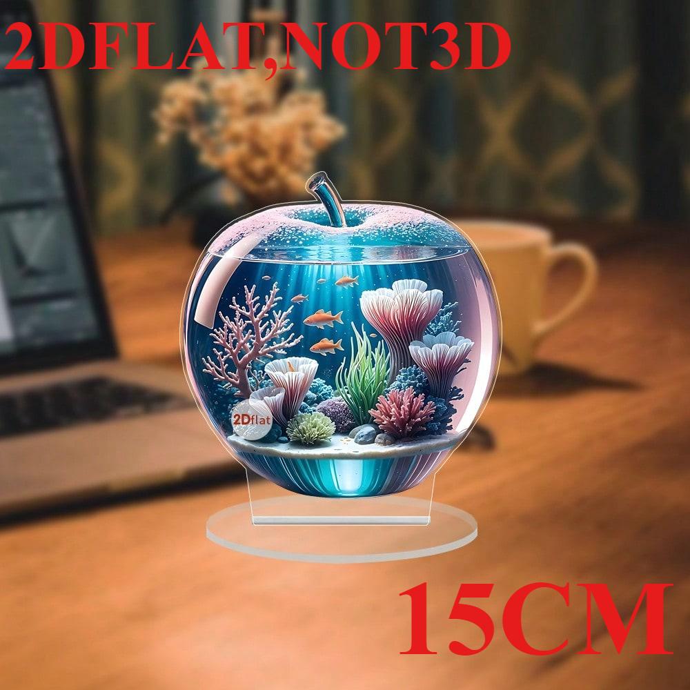 Μήλο Σχήματος Παραλίας και Ωκεανού, 2D Επίπεδο Ακρυλικό, Επιτραπέζια Διακόσμηση, Κατάλληλο για Σαλόνι, Γραφείο, Πάρτι, Δώρα, Χριστούγεννα, Απόκριες