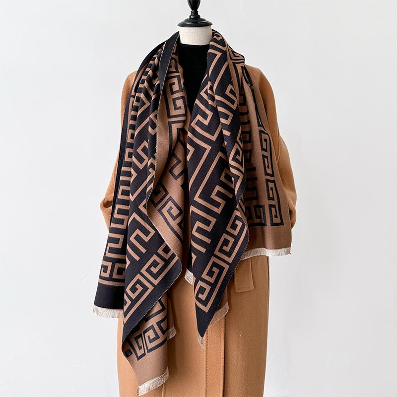 

Зимові двосторонні жакардові кашемірові шарфи останнього дизайну, високої якості, жіночі потовщені шалі-накидки, жіночий вовняний шарф-пашміна