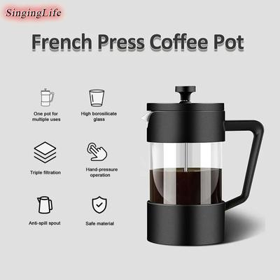 French Press Kaffeekanne Tee Handbrüher Hochborosilikatglas Hitzebeständiger Filter Drucktopf Haushaltskaffeezubehör
