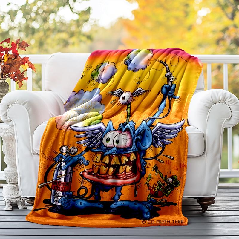 Rat Fink Power Flannel Blanket Soft All-Season Throw, Design for Camping, Car Travel, Hiking Sofa, Bed, Office Perfect Gift for Parties