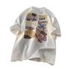 Cartoon Print Oversized Heavyweight Cotton T-Shirt - Summer Loose Fit Short Sleeve
