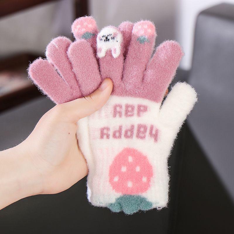 

Теплые зимние перчатки из хрустального бархата с открытыми пальцами, вязаные из шерсти, для девочек 6-12 лет One Size розовый