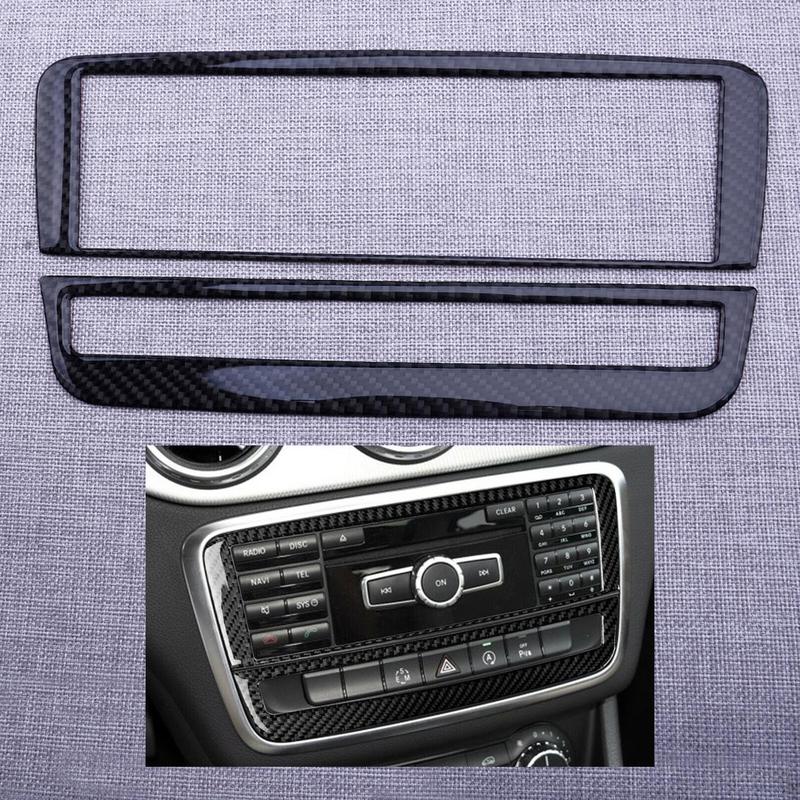 Carbon Fiber Console CD Panel Decorative Trim Cover Set Fit For Mercedes Benz A B GLA CLA Class